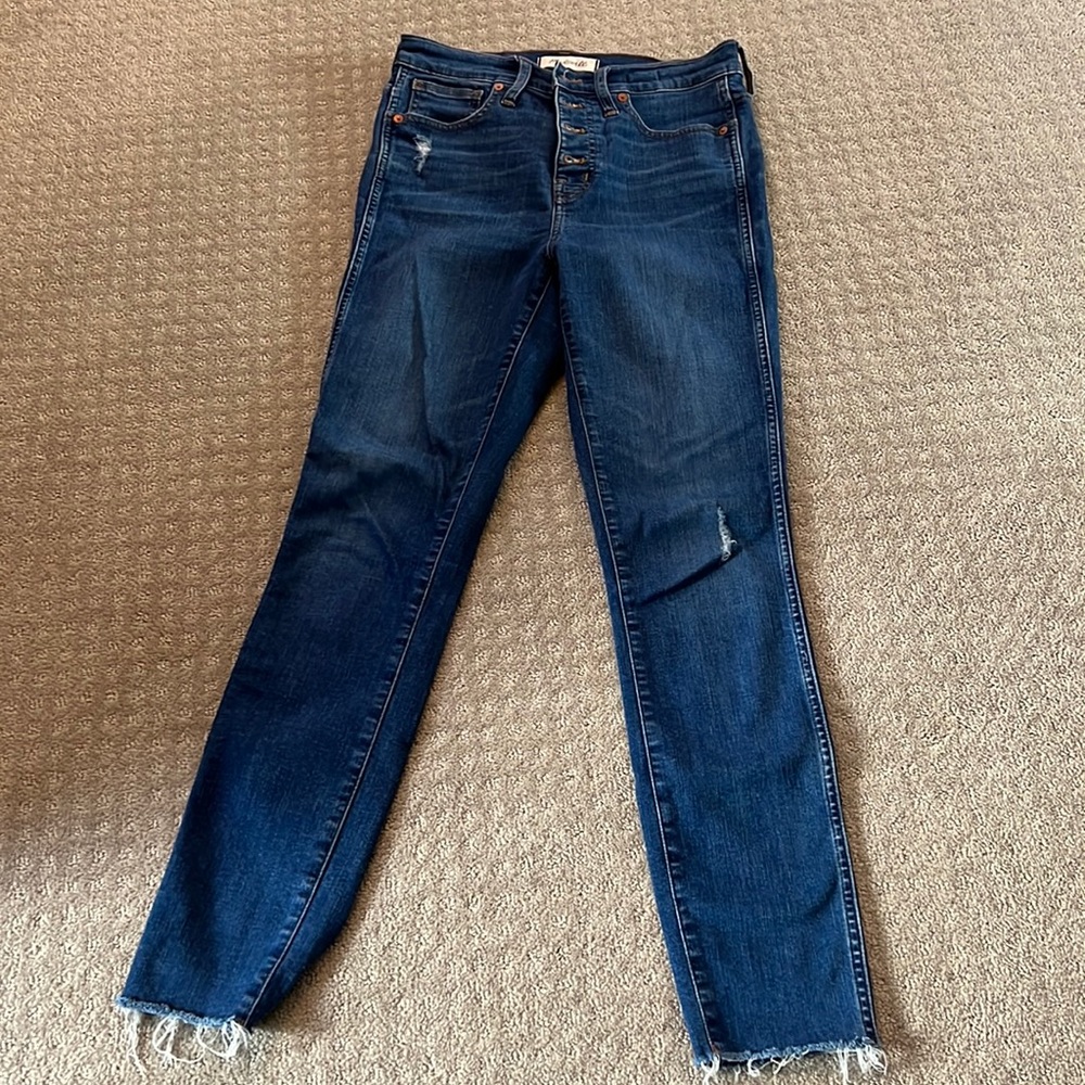 Madewell 10” High Rise Skinny Jeans Button Front Medium wash